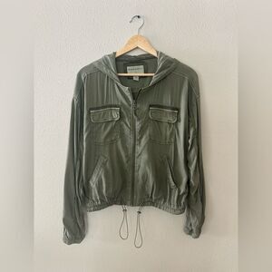 Marrakech Stretch Cupro Sage Green Full Zip Lightweight Utility Jacket Size S